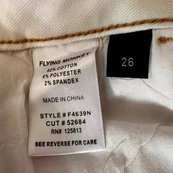 Flying Monkey White Distressed Jeans w/ Tan Stitching - Picture 3 of 16